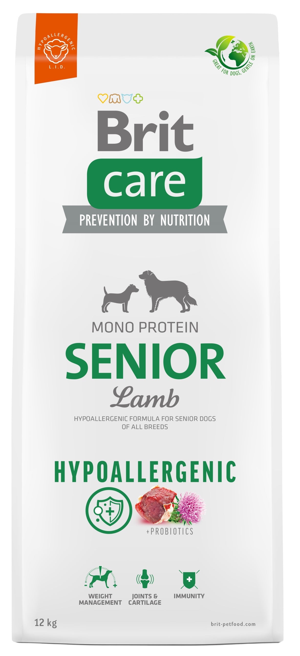 BRIT HYPOALLERGENIC SENIOR LAMB dog food 12kg Manufacturer code 8595602566181