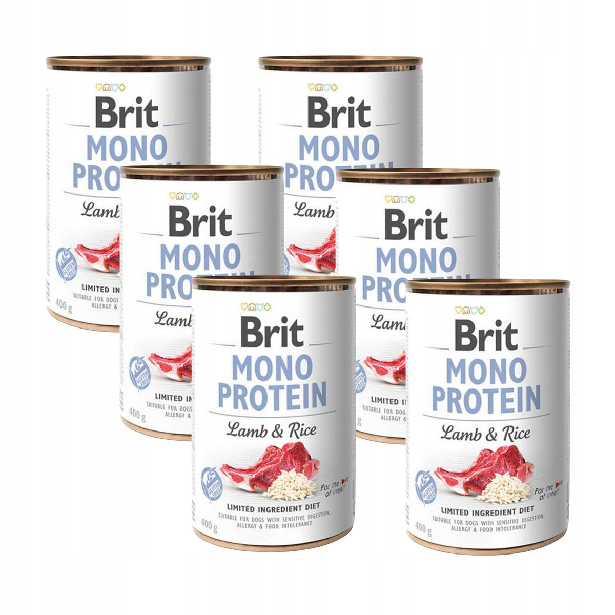 BRIT MONO PROTEIN Wet Dog Food Lamb Rice 6x400g