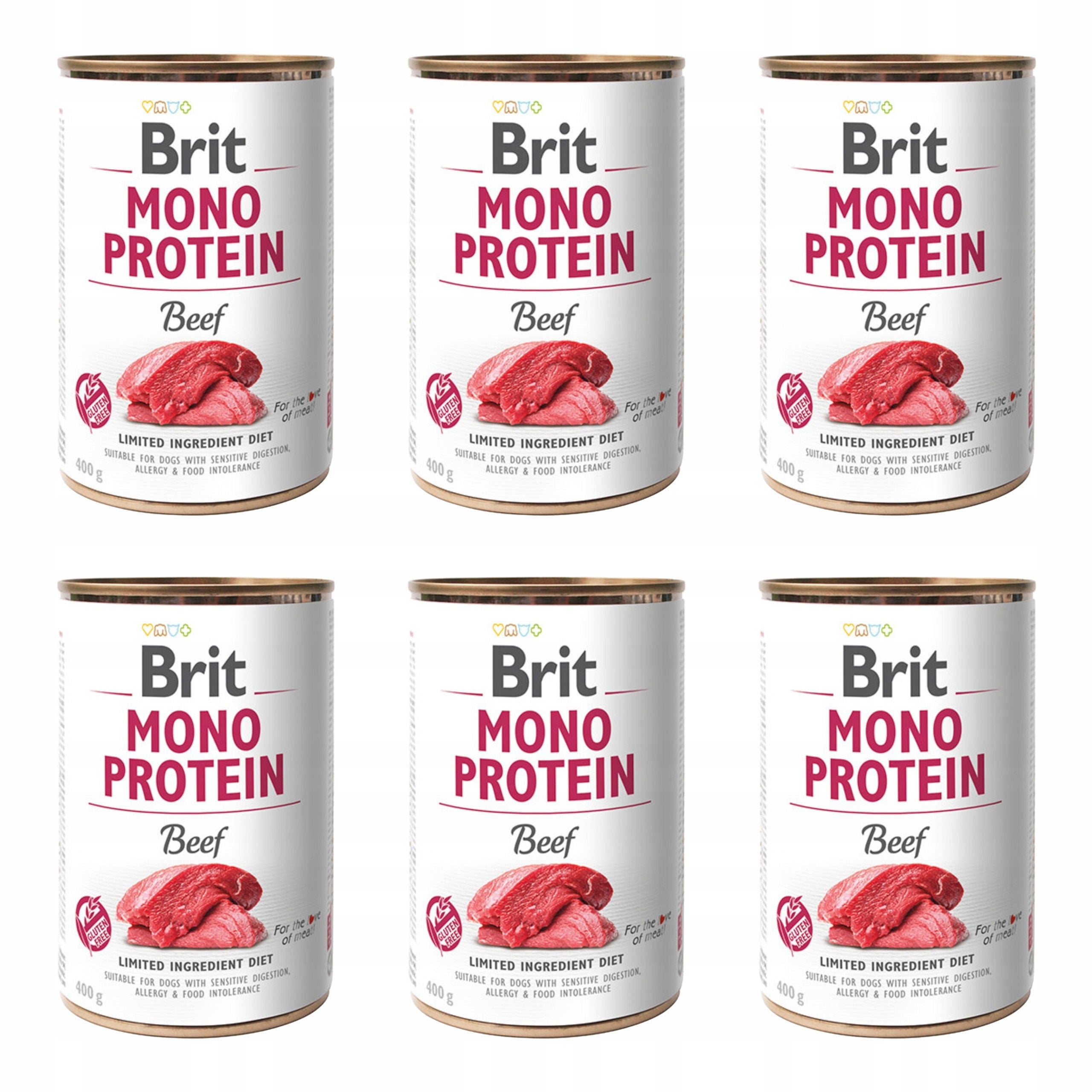 BRIT MONO Wet Dog Food Beef 6x400g
