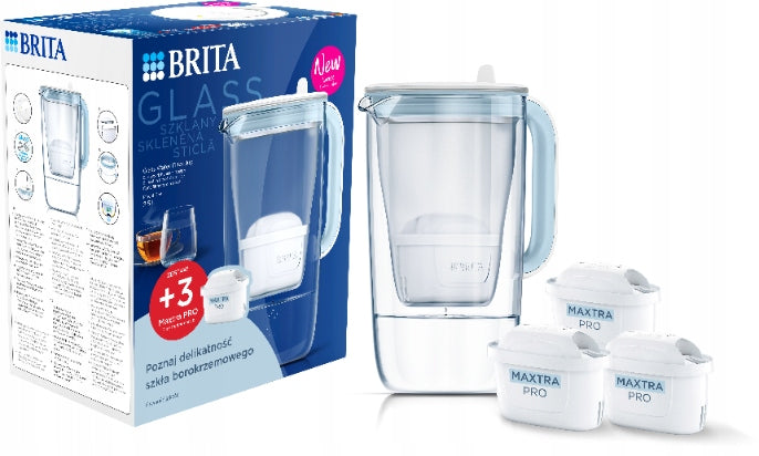 BRITA Glass filter jug GLASS +3 Maxtra PRO Pure Perormance cartridges