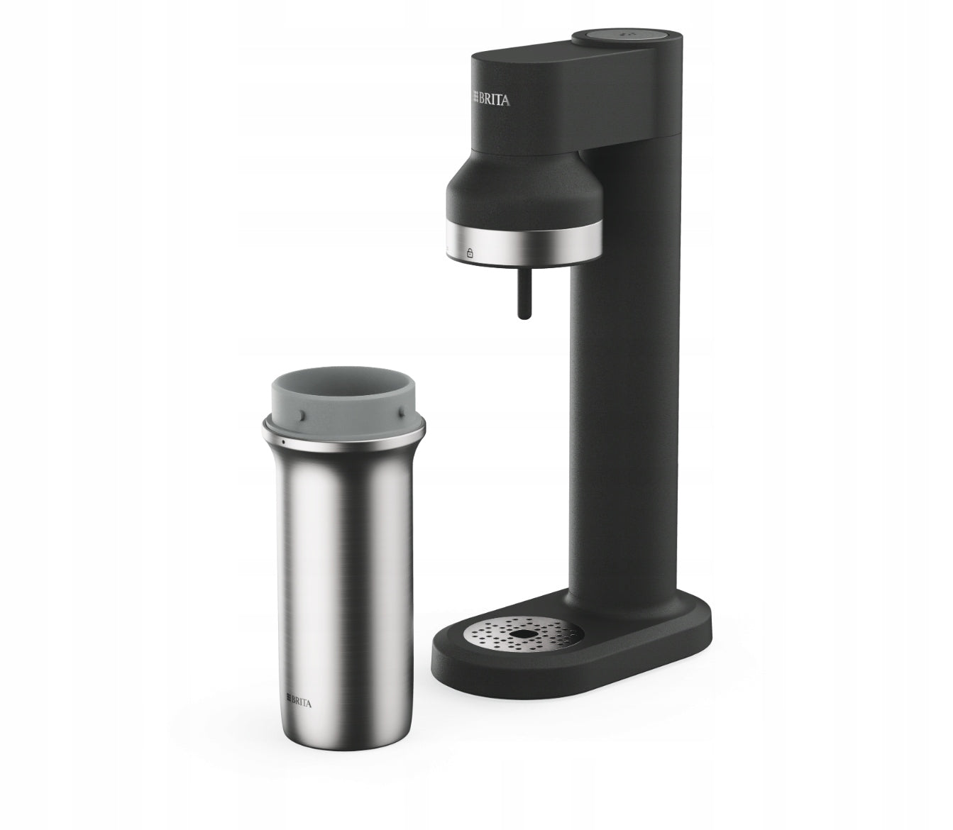 BRITA Saturator sodaTRIO black with CO2 cylinder glass and insulated bottle Brand Brita