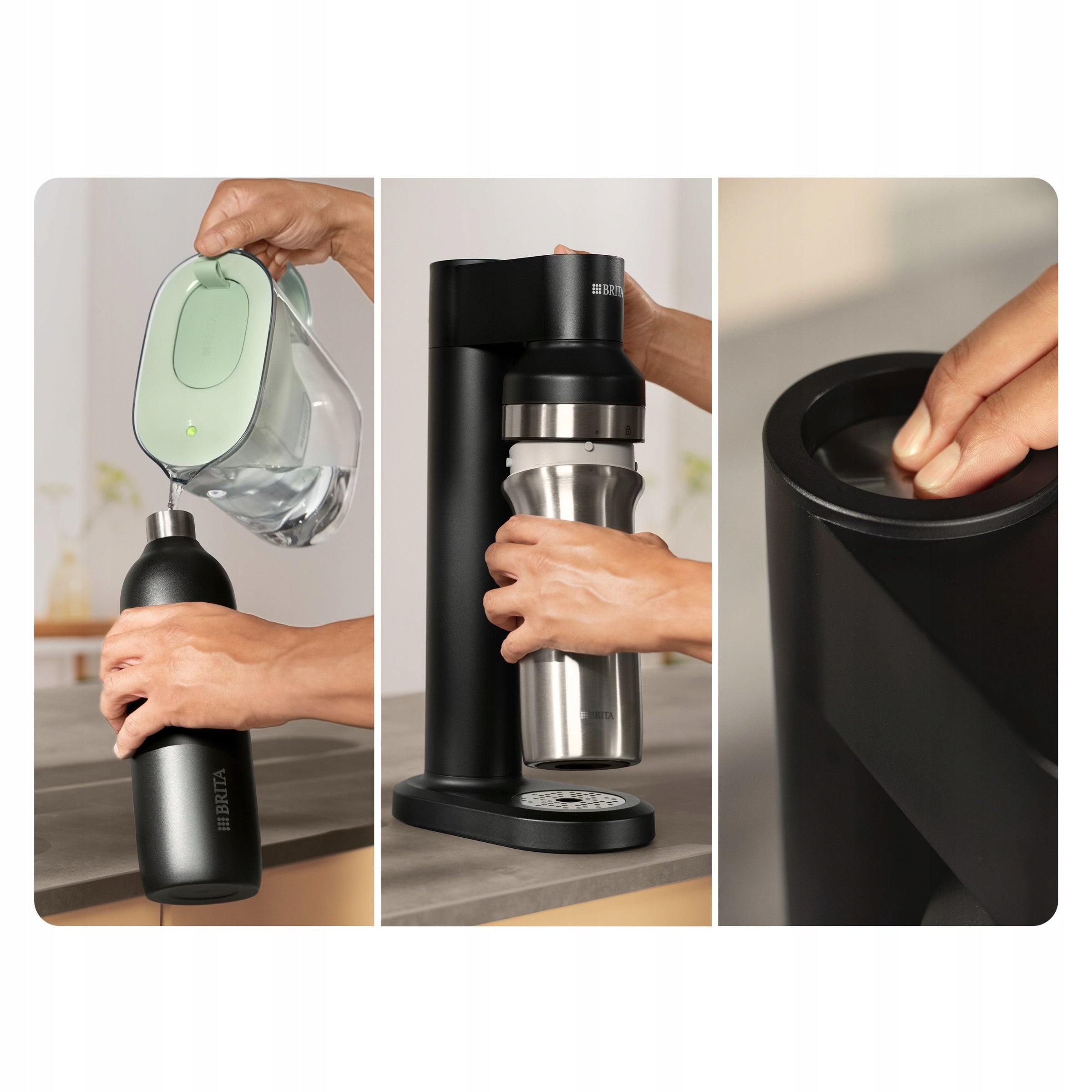 BRITA Saturator sodaTRIO black with CO2 cylinder glass and insulated bottle Manufacturer code 1046729