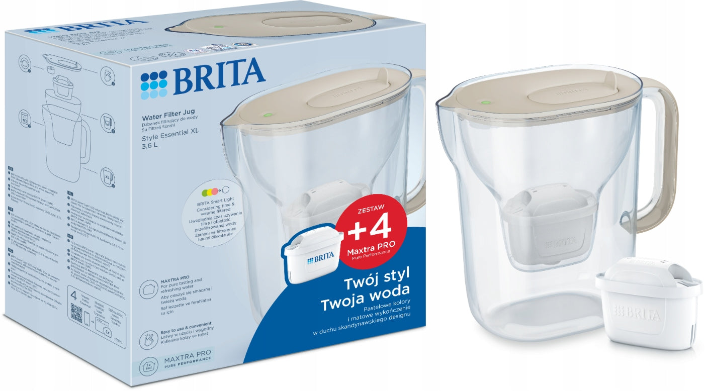 BRITA filter jug Style Essential XL sand 4 filters Maxtra PRO PP