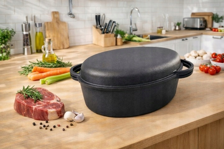 BRITTANY CAST IRON GOOSEBERRY 2in1 COVER / PAN GRILL INDUCTION GAS 34cm Manufacturer code 7740