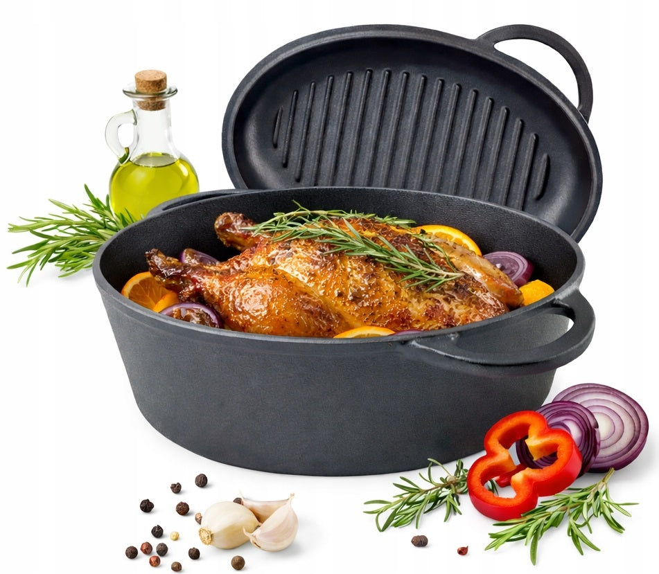 BRITTANY CAST IRON GOOSEBERRY 2in1 COVER / PAN GRILL INDUCTION GAS 34cm Packaging status original