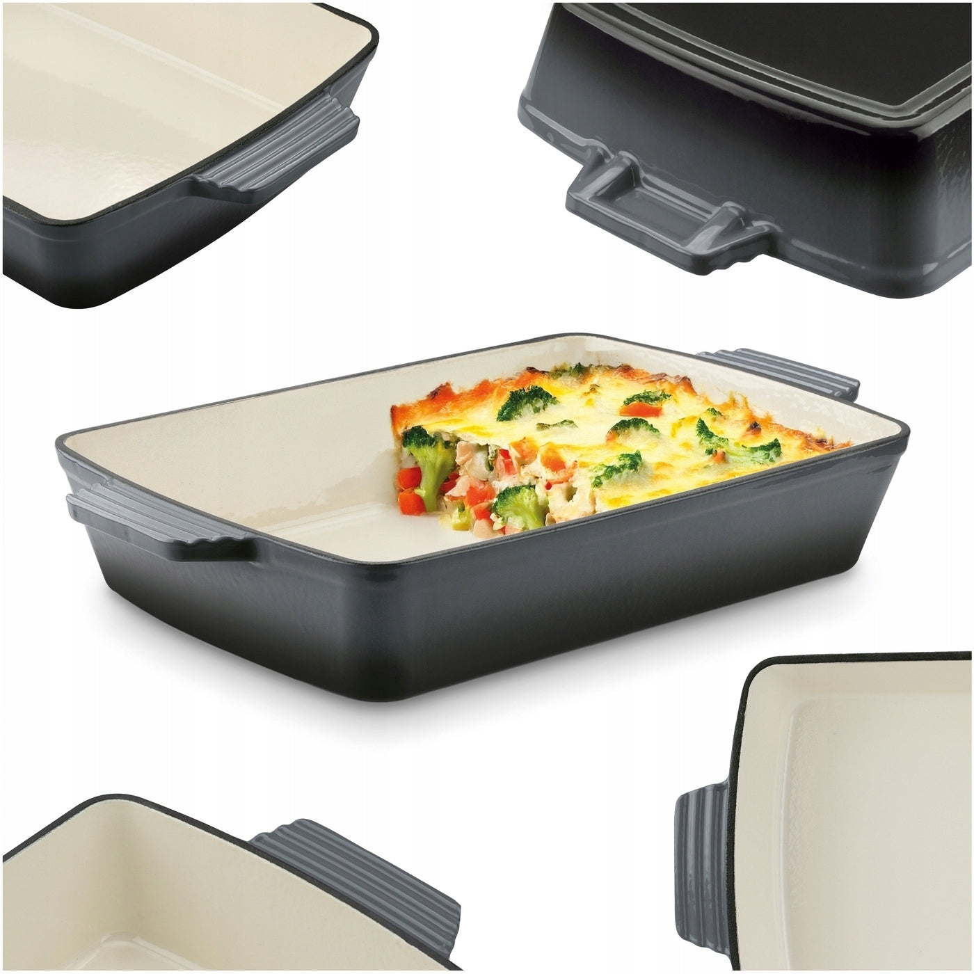BRITTANY Cast Iron BAKING Enameled INDUCTION Grey Konighoffer 39x23x7cm