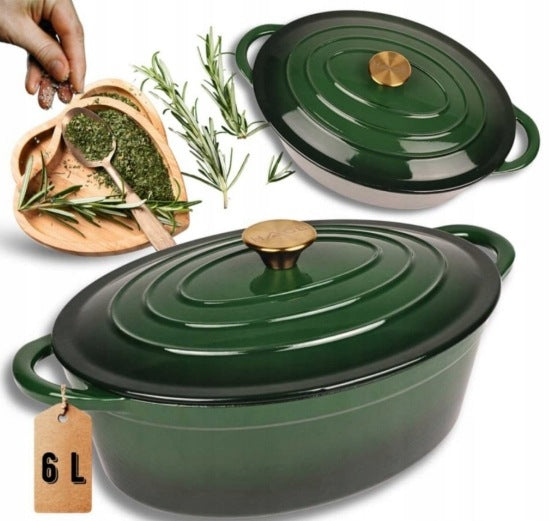 BRITTANY Enameled Cast Iron Gooseberry 6L BOTTLE GREEN