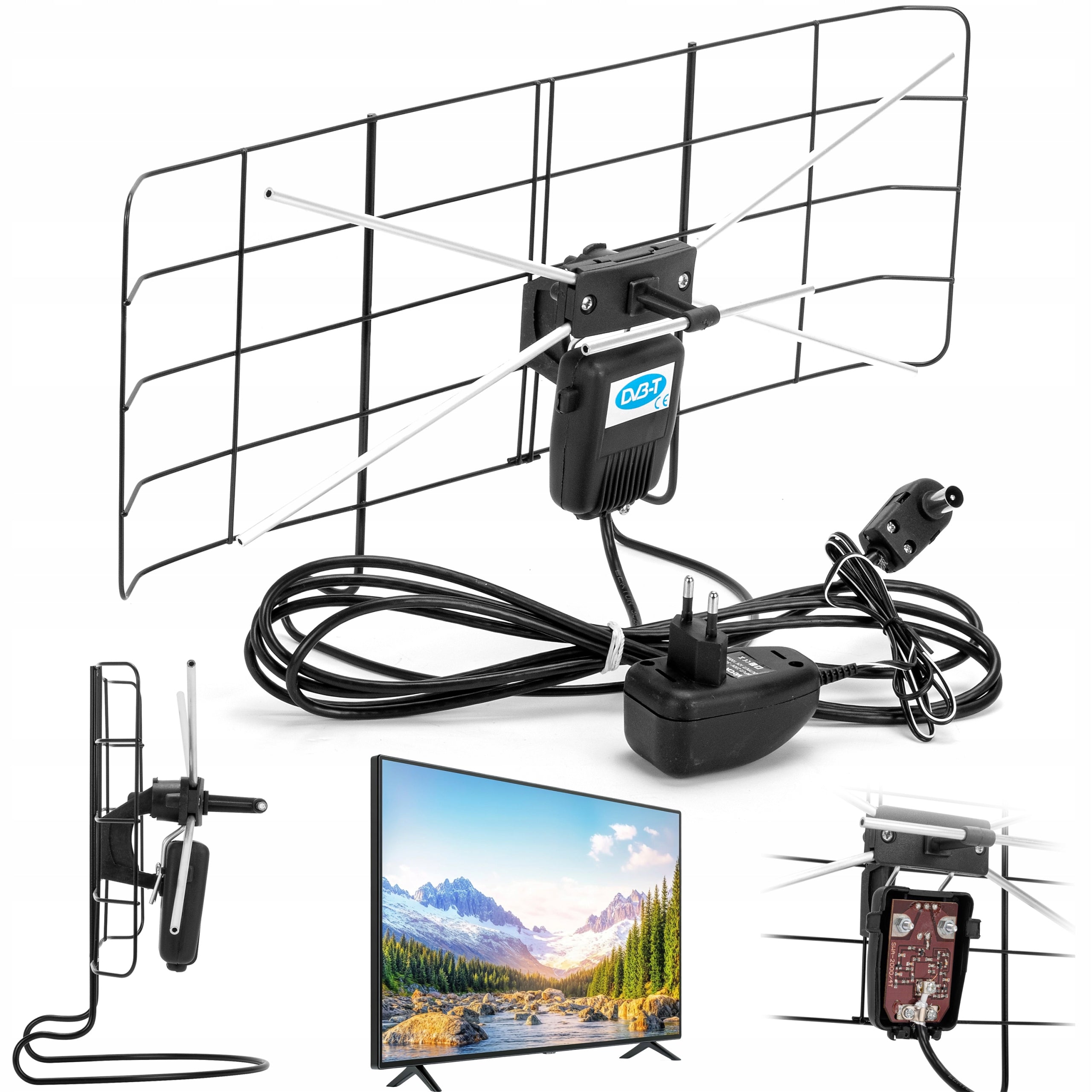BROADBAND ROOM ANTENNA MONTIS MT201 DVB-T2 MUX8 HD AMPLIFIER 40dB