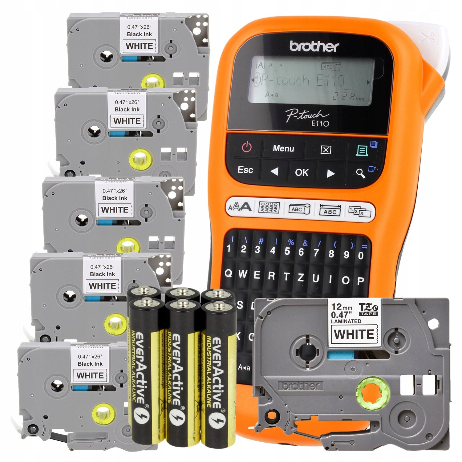BROTHER PRINTER SET PT-E110 + 5 TZE-231 TAPES