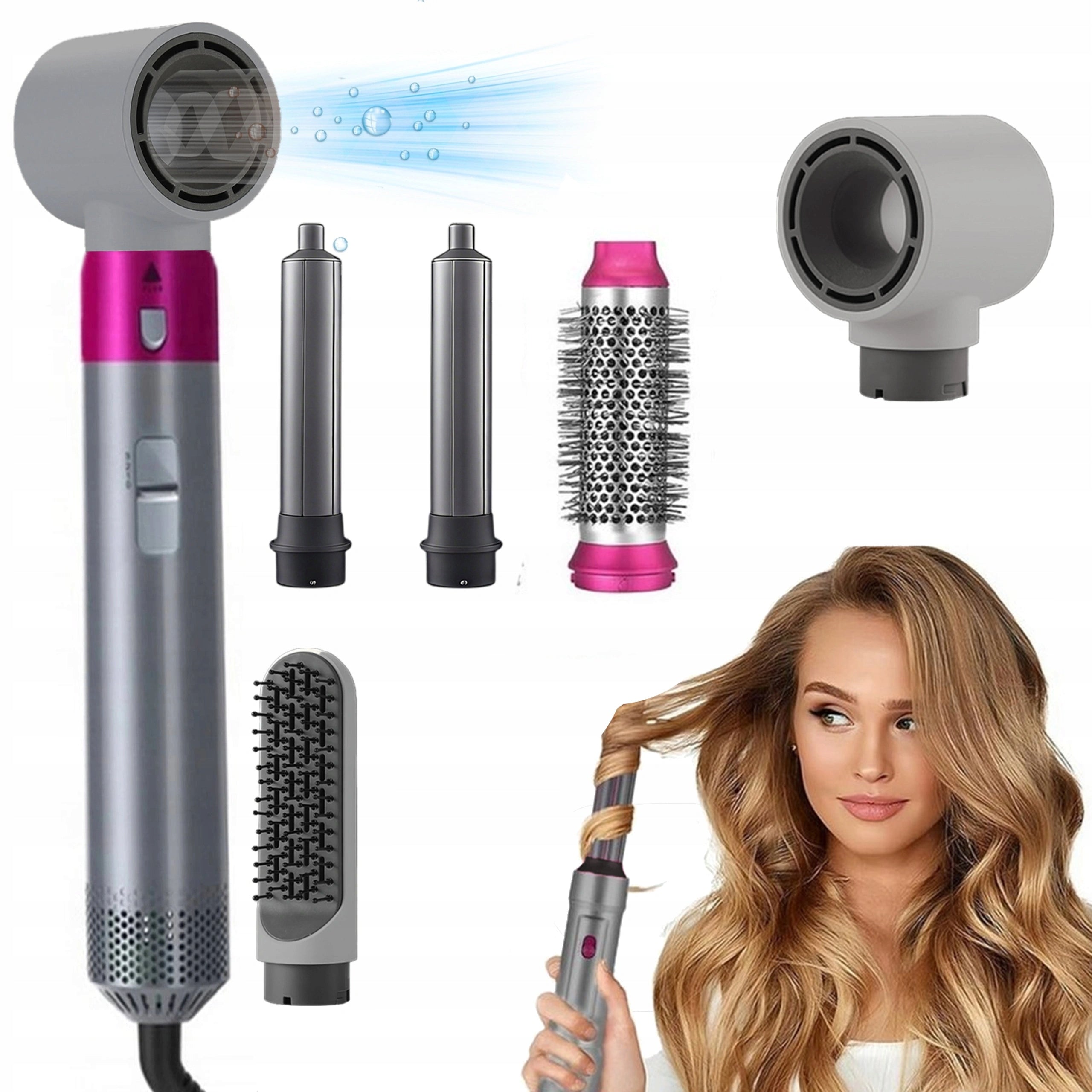 BRUSH HAIR DRYER BRUSH MULTIFUNCTIONAL CURLING IRON STRAIGHTENER 5IN1