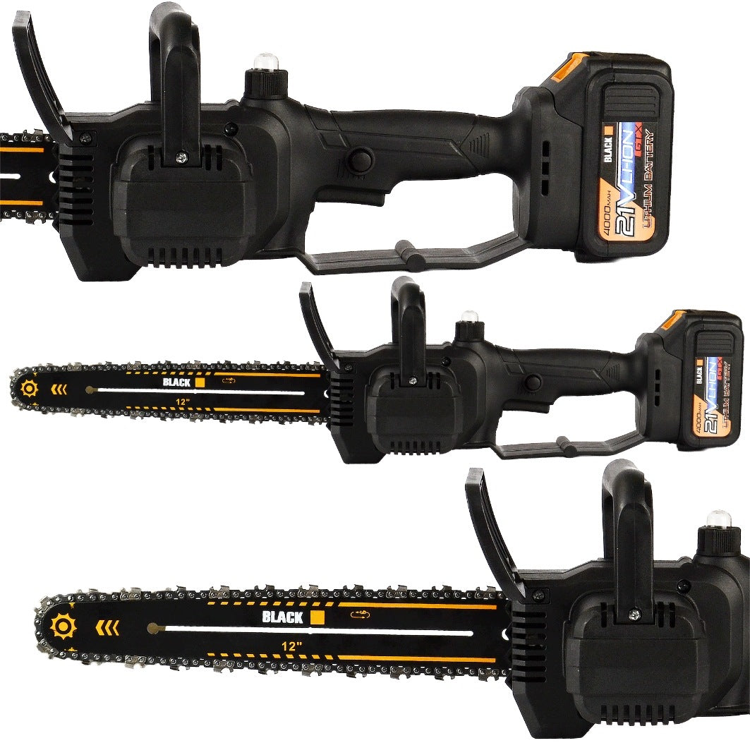 BRUSHLESS CORDLESS CHAINSAW 12" BLACK 21V 12" 30CM 2x4AH Brand Black