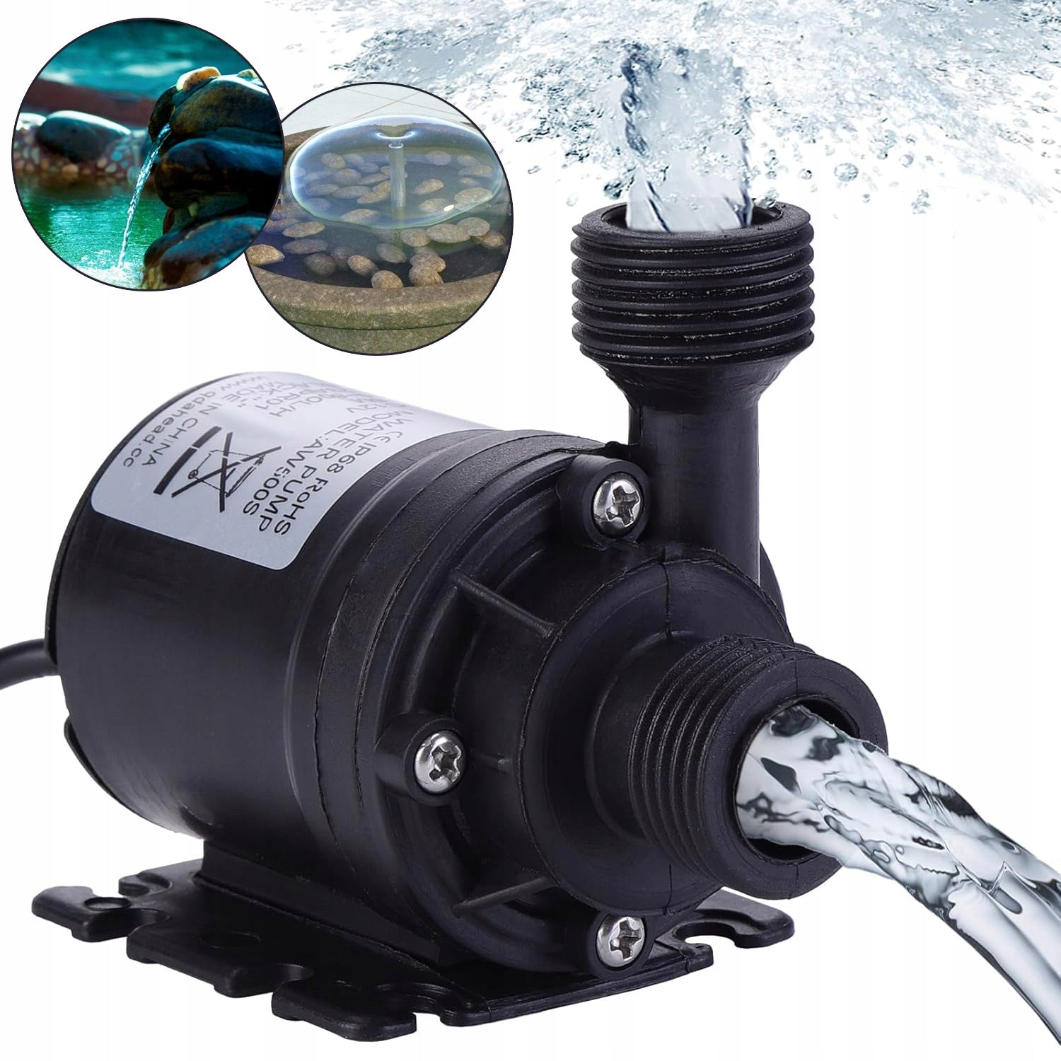 BRUSHLESS HEATED WATER PUMP 800L/H 5M DC 12V FOR FONTAIN BASE