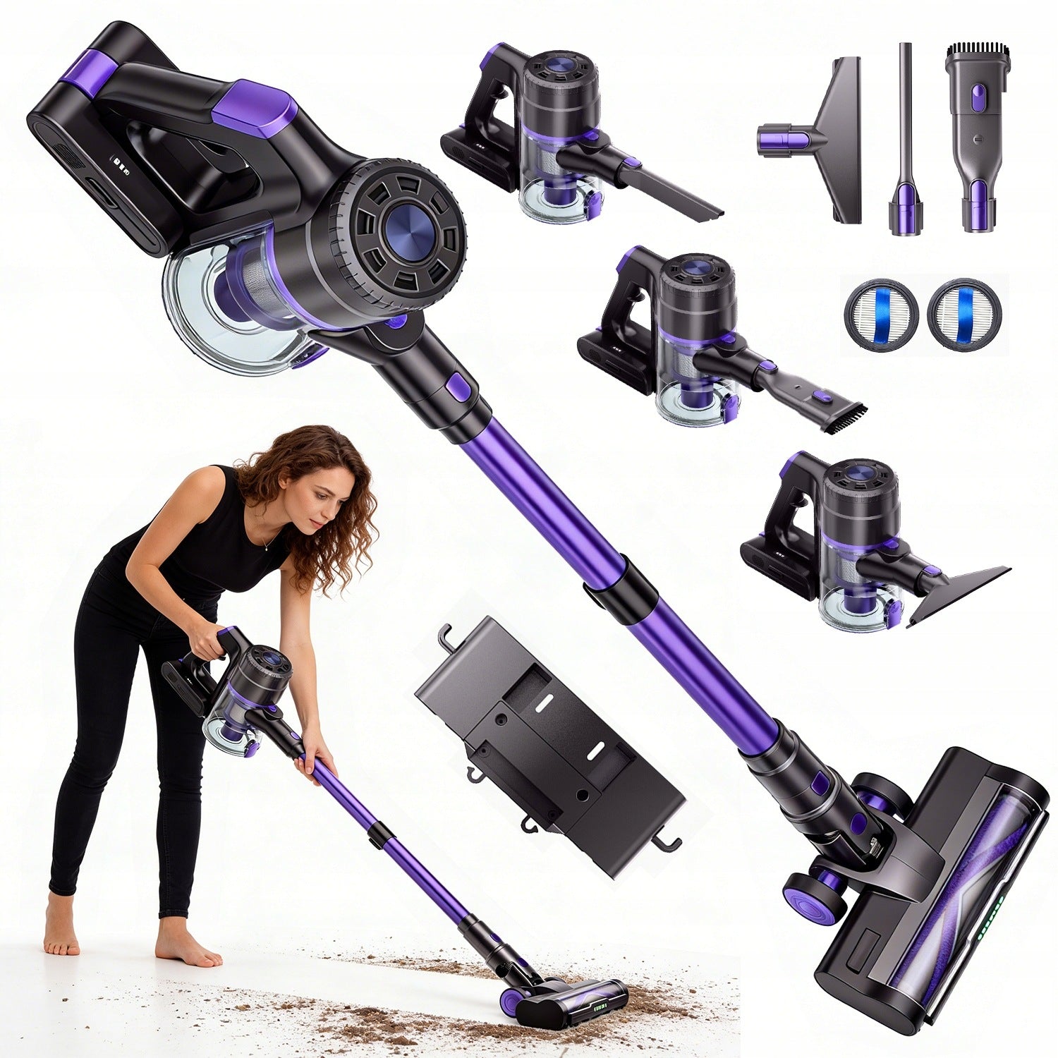 BRUSHLESS UPRIGHT VACUUM CLEANER 550W 48KPA TOUCH SCREEN LED HEPA
