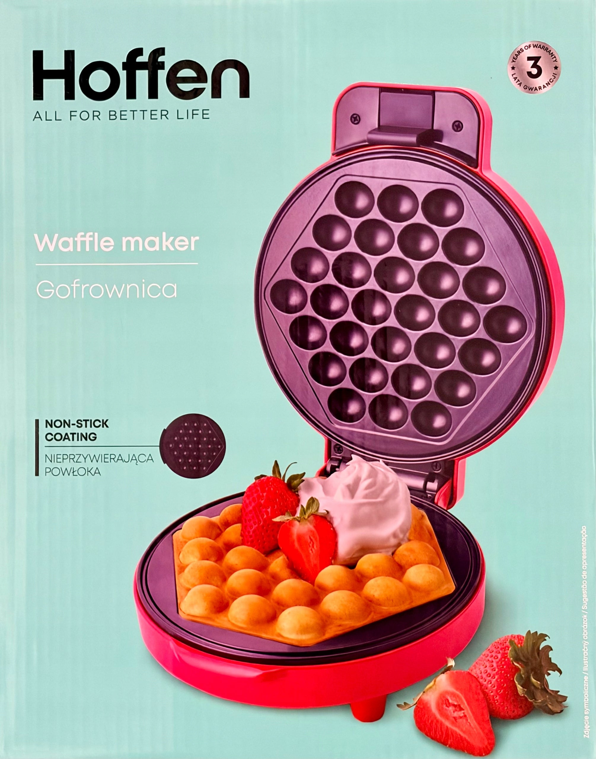 BUBBLE Waffle Iron Hoffen 1200 W red