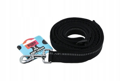 BUBU PETS Dog leash with shock absorber nylon black 2,5cm 250cm