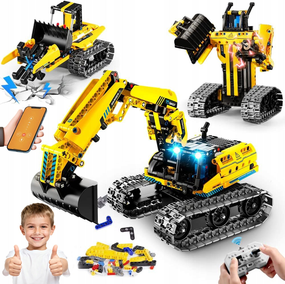BUILDING BLOCKS EXCAVATOR ROBOT TRUCK 3IN1 RC PILOT + APP 430 PCS