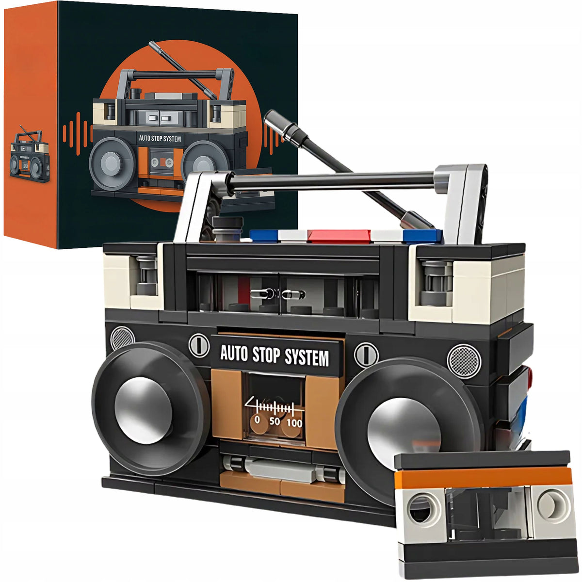 BUILDING BLOCKS RETRO BOOM BOX RADIO CASSETTE TAPE RECORDER 3D 168 EL