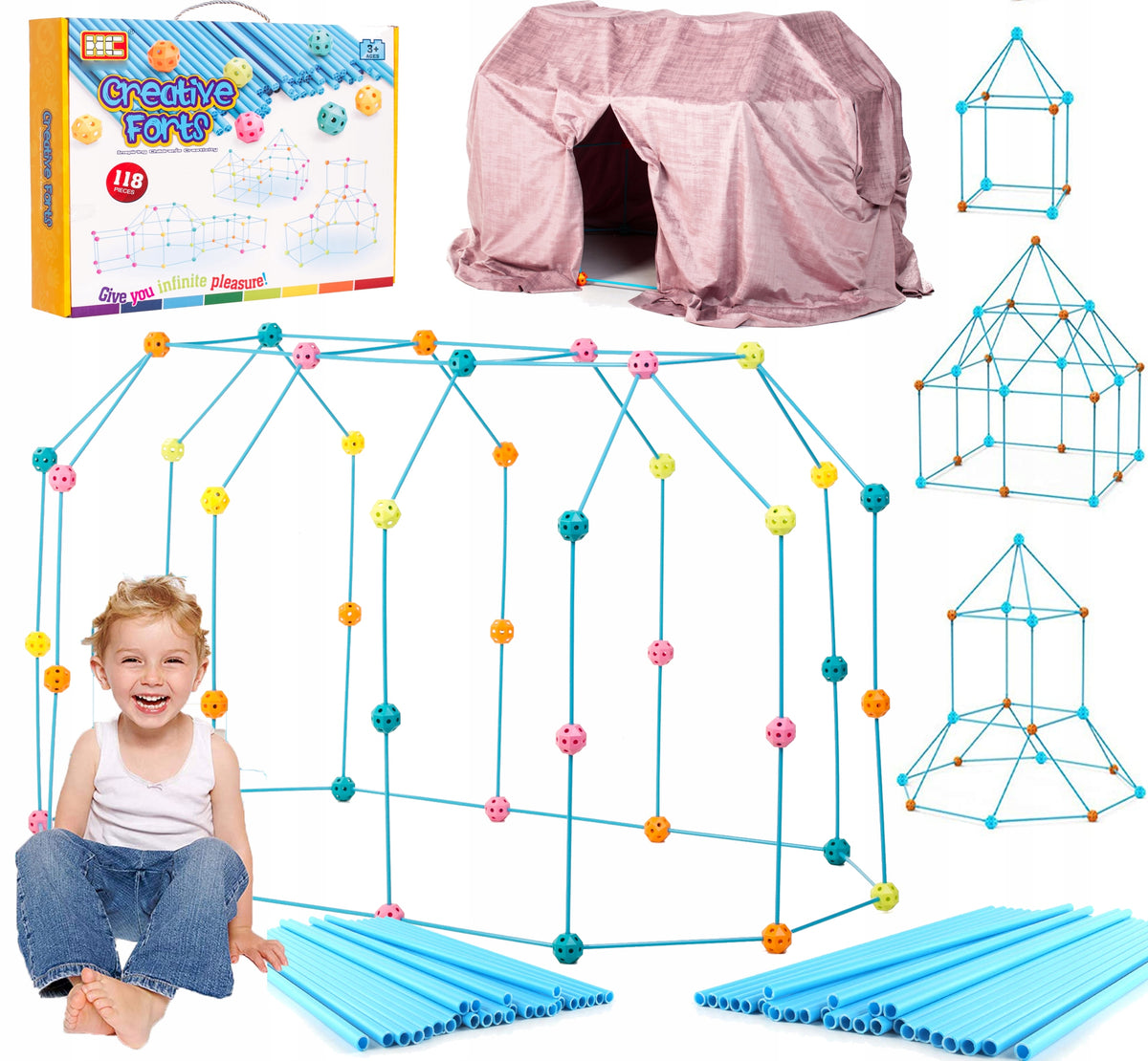 BUILDING BLOCKS STRAWS TENT BASE BUILDING KIT 278 el.