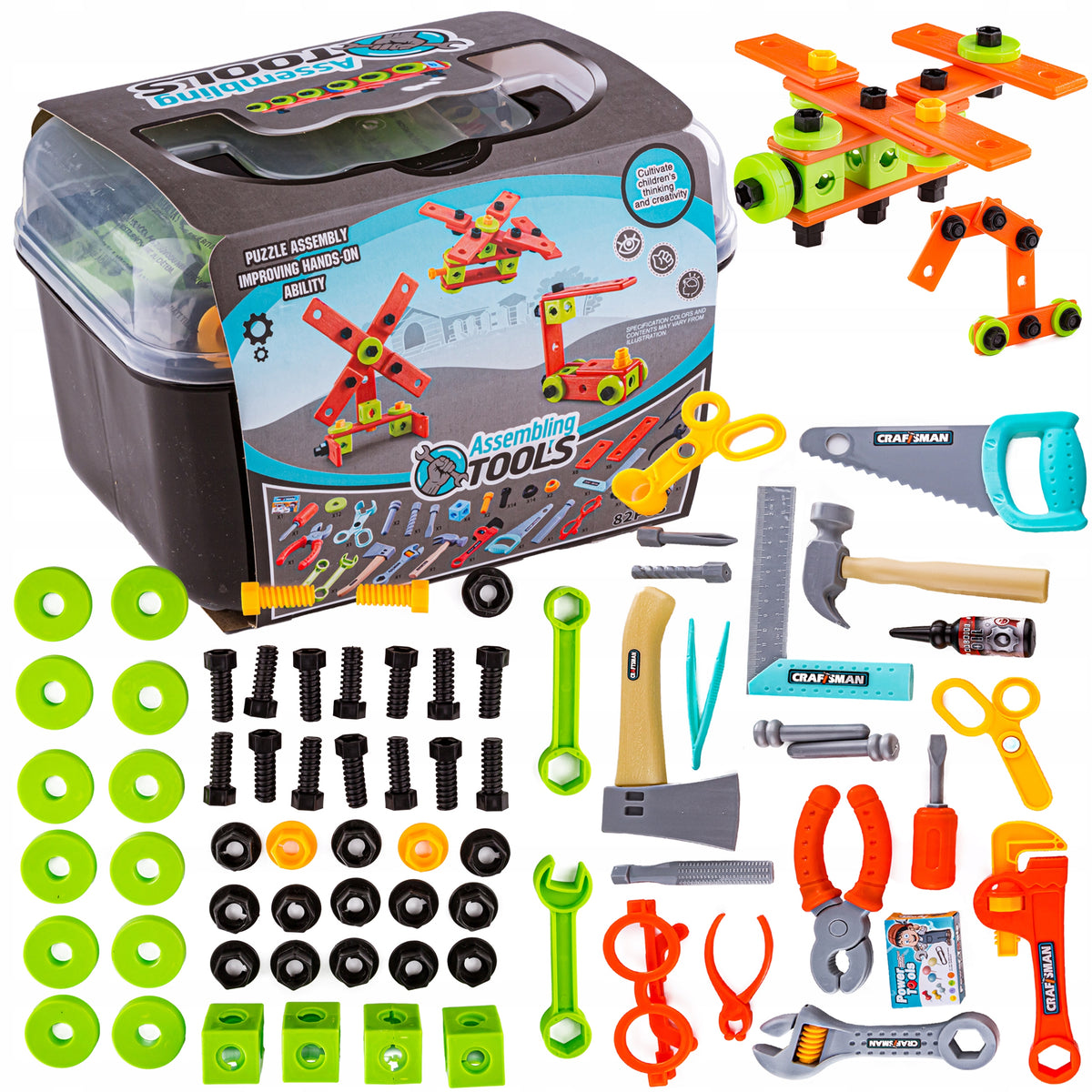 BUILDING BLOCKS TOOL WORKSHOP SCREWS 3D