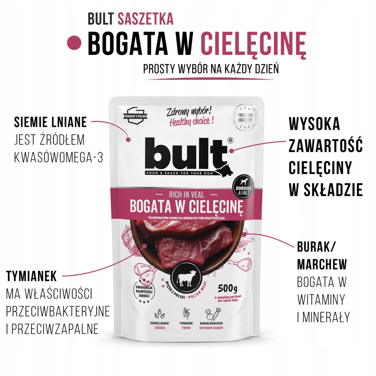 BULT wet dog food Mix Flavours sachet 10x500g 10 flavors Brand Bult