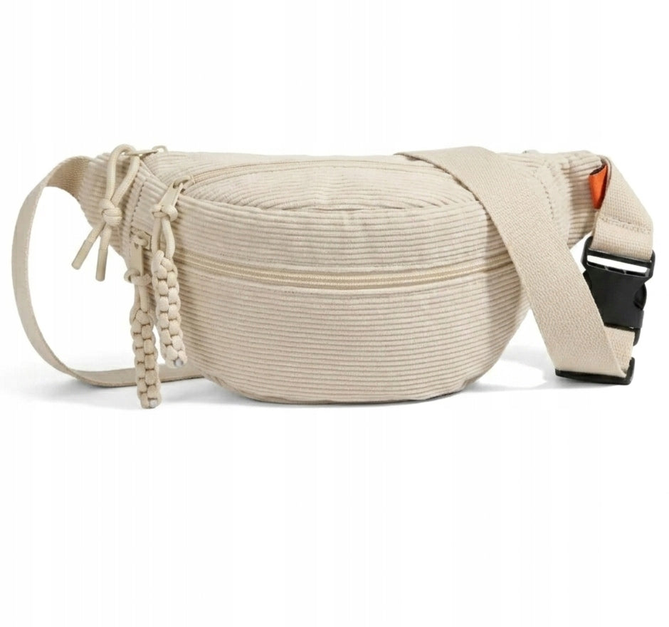 BUM BAG MEN'S SACHET ECRU ROOMY TRAVEL HIP CORDUROY Brand Terra Moda