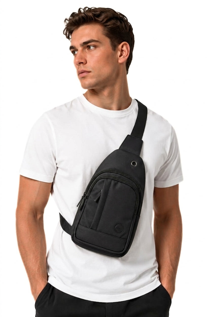 BUM BAG MEN'S SACHET SLING BAG SHOULDER ROOMY BLACK TERRAMODA QUALITY Manufacturer code 3TR