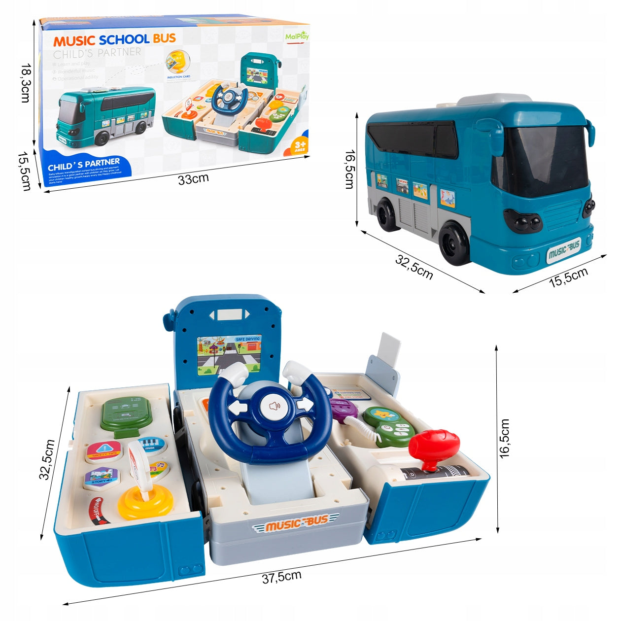 BUS INTERACTIVE PANEL WITH STEERING WHEEL DRIVING SIMULATOR SOUNDS OF LIGHT 3+ Packaging status original