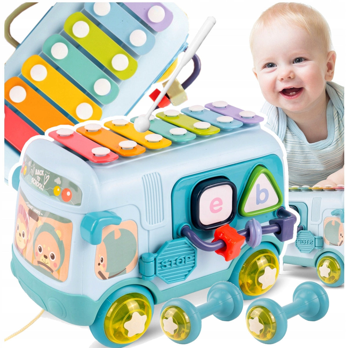 BUS MUSICAL INSTRUMENT CYMBAL SORTER RATTLE MONTESSORI GIFT