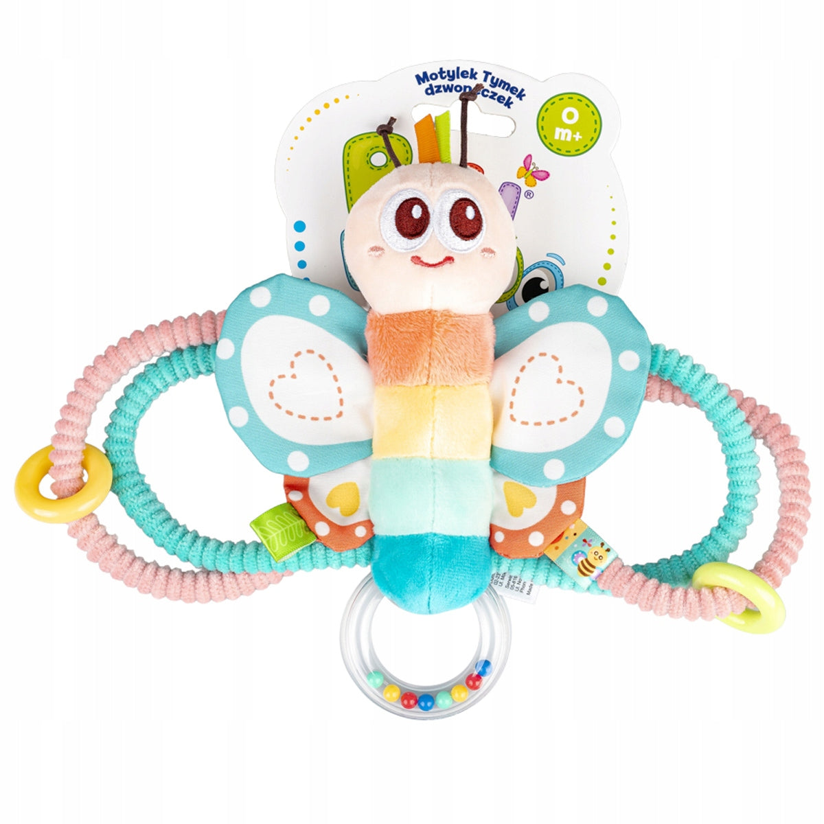 BUTTERFLY THYME SENSORY BELL RATTLE VARIOUS TEXTURES BALIBAZOO 82616 Manufacturer code 82616 grzechotka dzwoneczek
