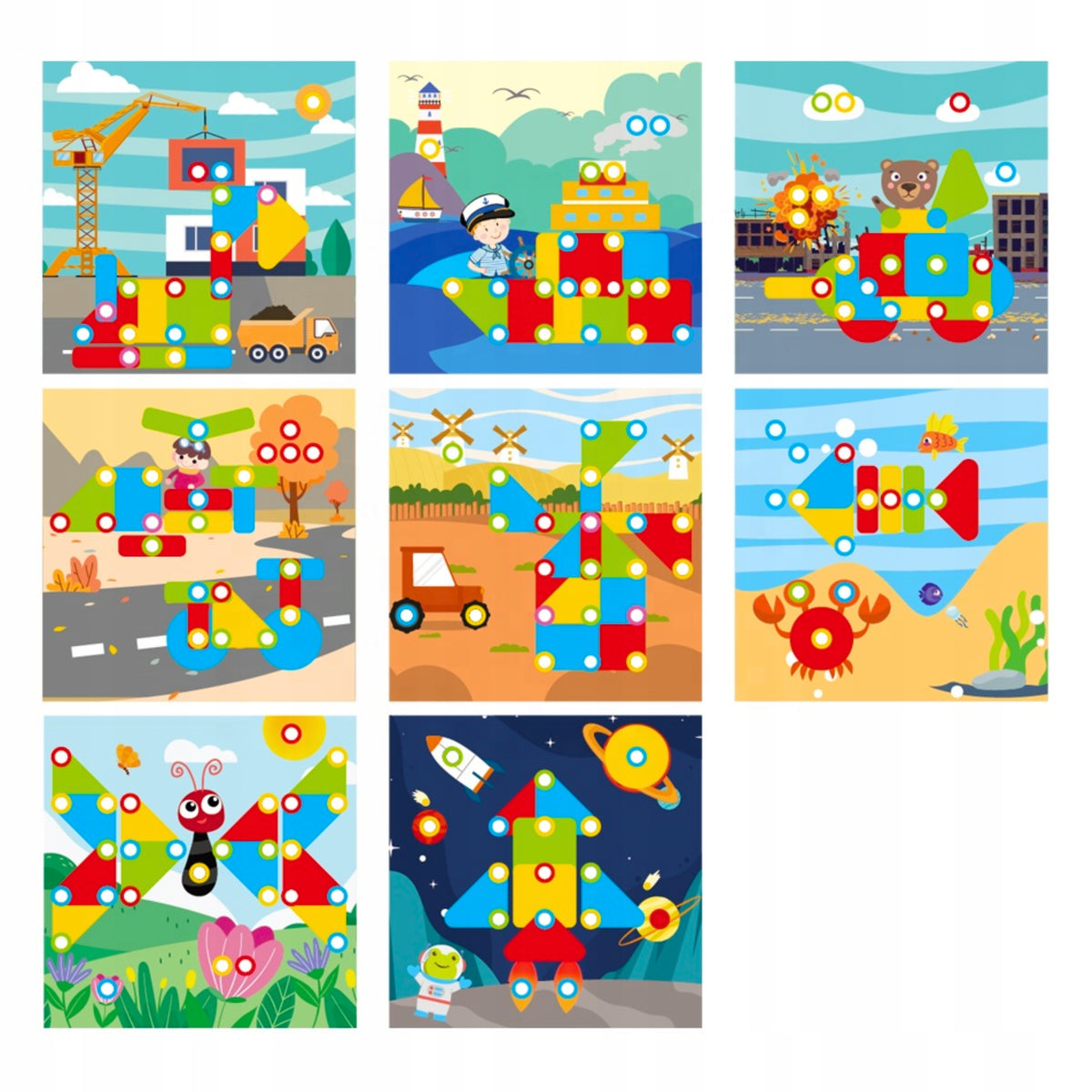 BUTTON PUZZLE MOSAIC CREATIVE SET 249 ElementS TRAINING LEARNING 3+ Packaging status original