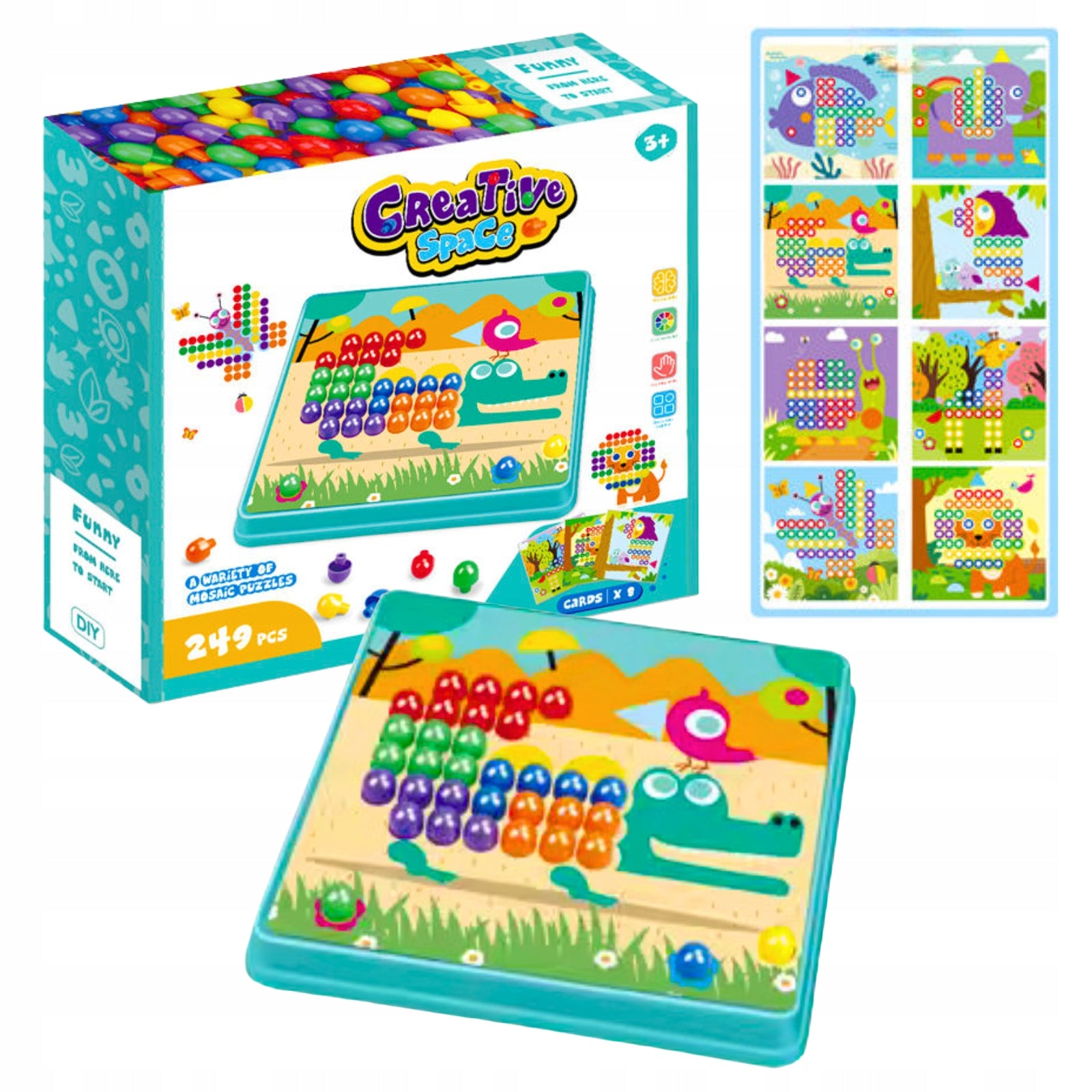 BUTTON PUZZLE MOSAIC CREATIVE SET 249 ElementS TRAINING LEARNING 3+