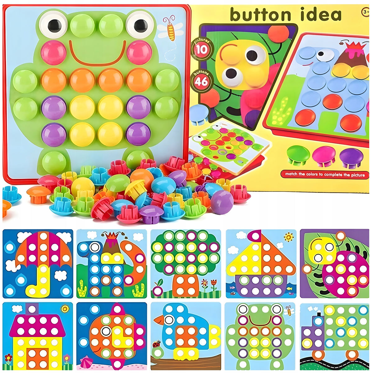 BUTTON PUZZLE STIMULATING MOTOR SKILLS MOSAIC GAME TRAINING LITTLE HAND