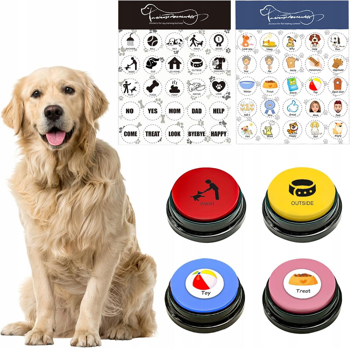 BUTTONS FOR DOG ANIMAL TRAINING COMMUNICATION 4PCS SOUND RECORDING