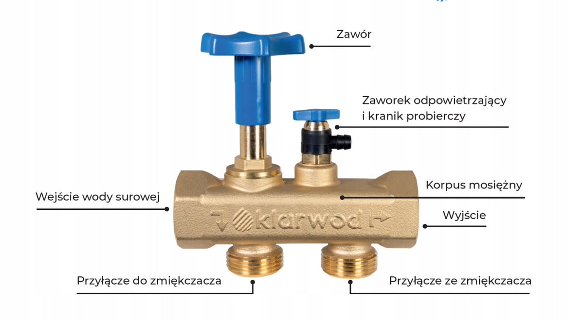 BYPASS CONNECTION VALVE FOR WATER SOFTENERS KLARWOD SB KLARPOINT 1" Brand Klarwod