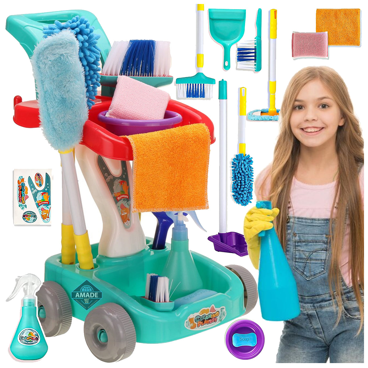 Baby Cleaning Kit Stroller Mop Toys Gift For Girl