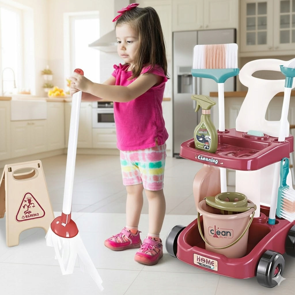Baby Cleaning Kit Trolley with Accessories Mop Bucket 17in1 (W090) Brand no brand