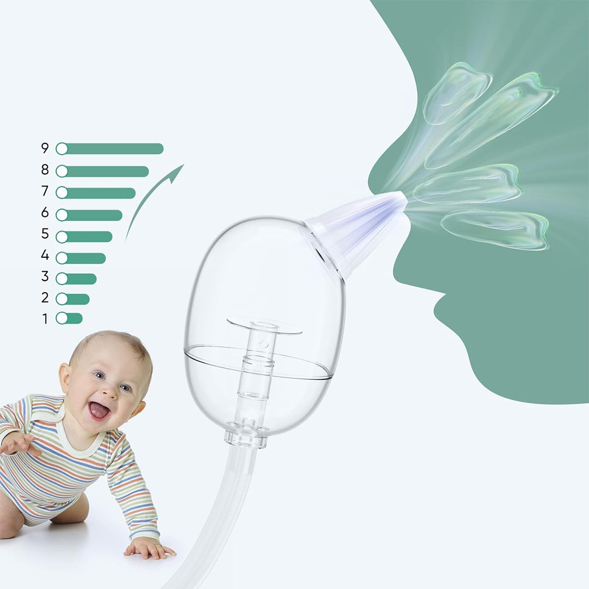 Baby Electric Nasal Aspirator Quiet 3 Tips 9ssuction LCD Medical device no