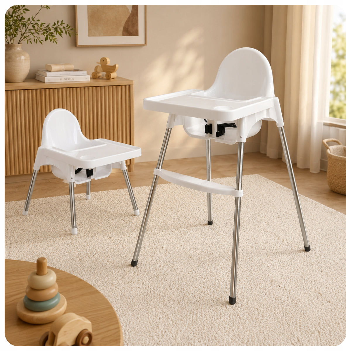 Baby Feeding Chair White Adjustable 2 Heights Max. 15 kg Color white