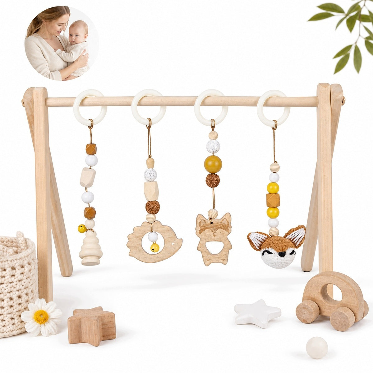 Baby Gym Toy Pendants, Educational Hangers (4-Pack)