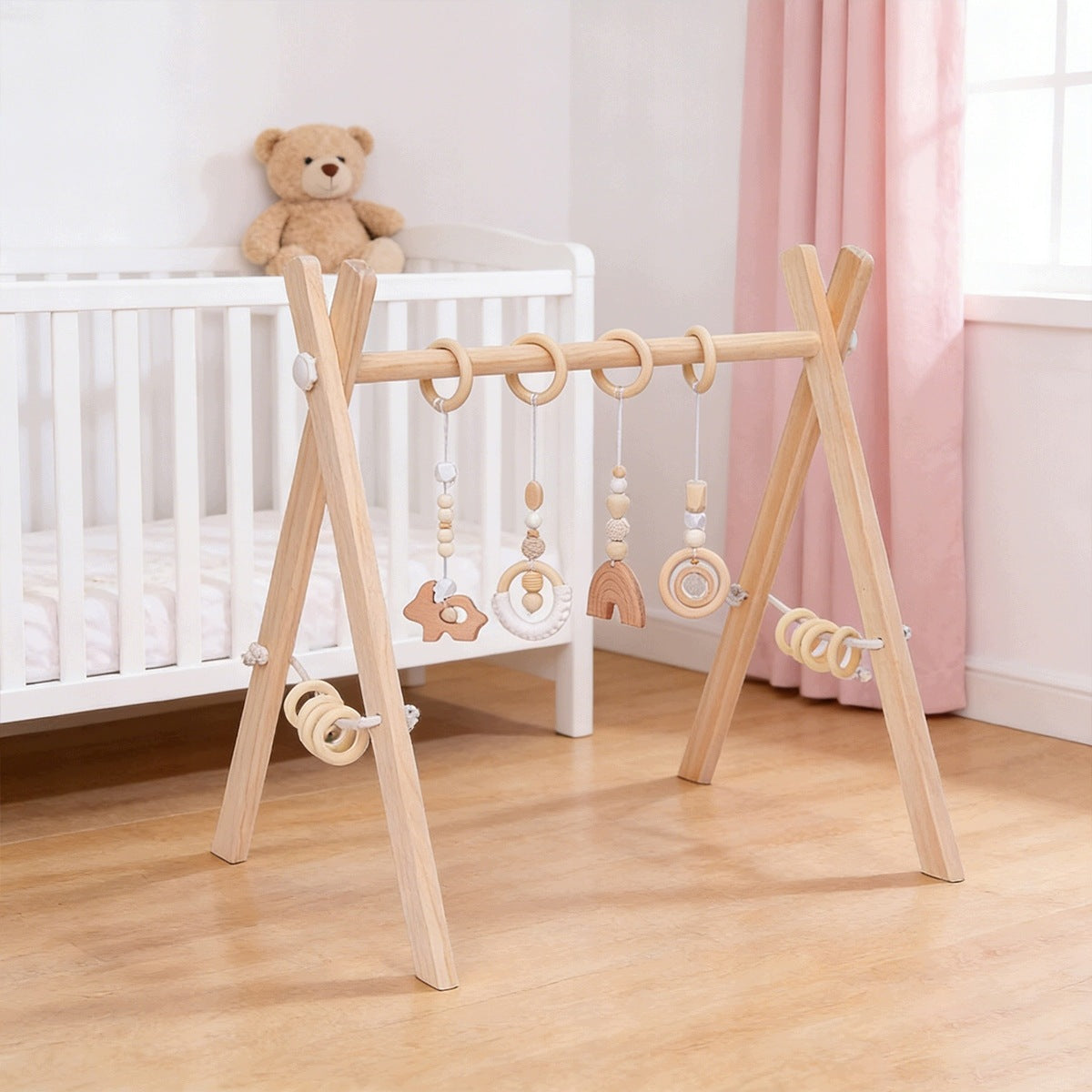 Baby Gym Wooden Educational Stand – Development and Fun for Babies Brand no brand
