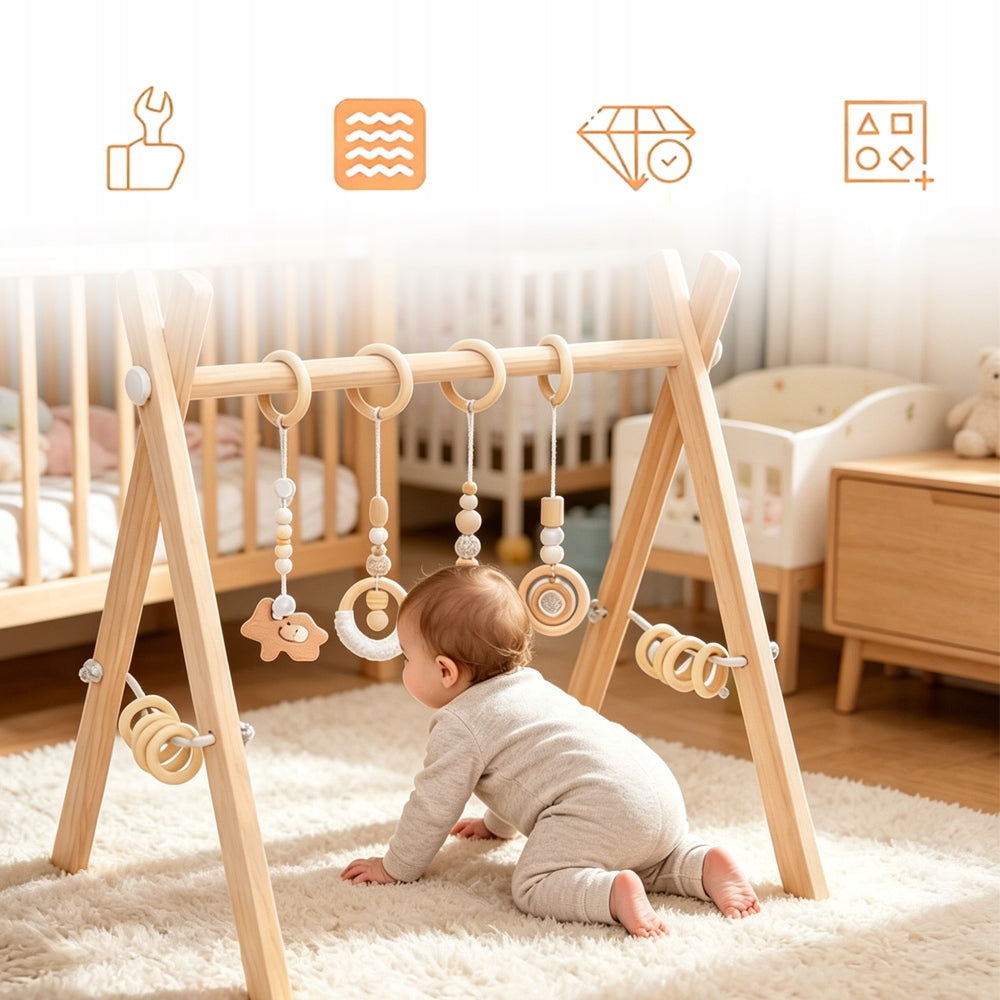 Baby Gym Wooden Educational Stand for Kids and Babies Brand no brand