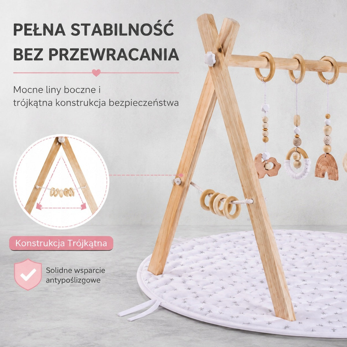 Baby Gymnastic Stand with Mat 4 Pendants 8 Wheels montessori Manufacturer code 787371260690