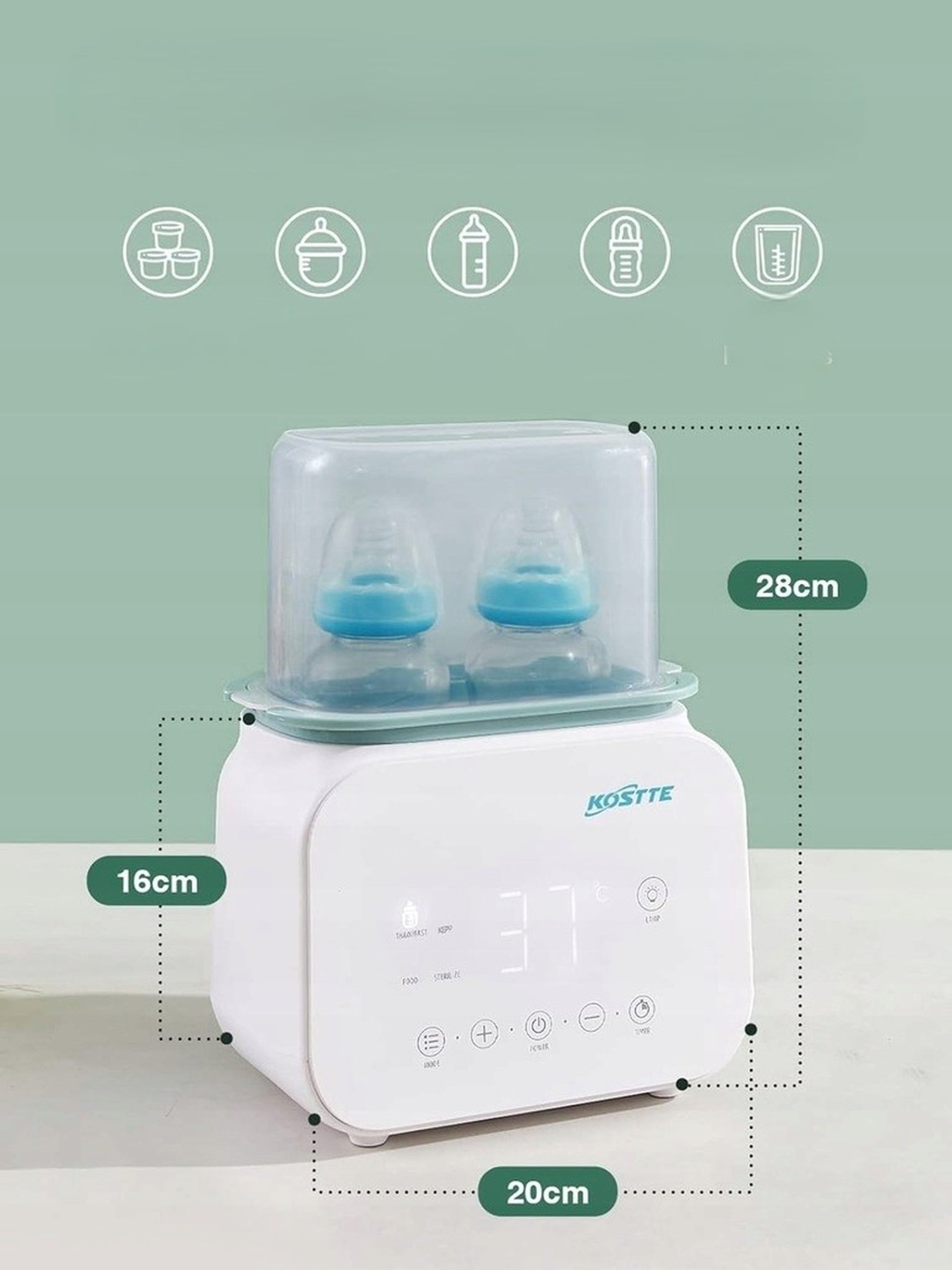 Baby Milk Bottle Warmer STERILIZER 2 BOTTLES 7in1 Packaging status original