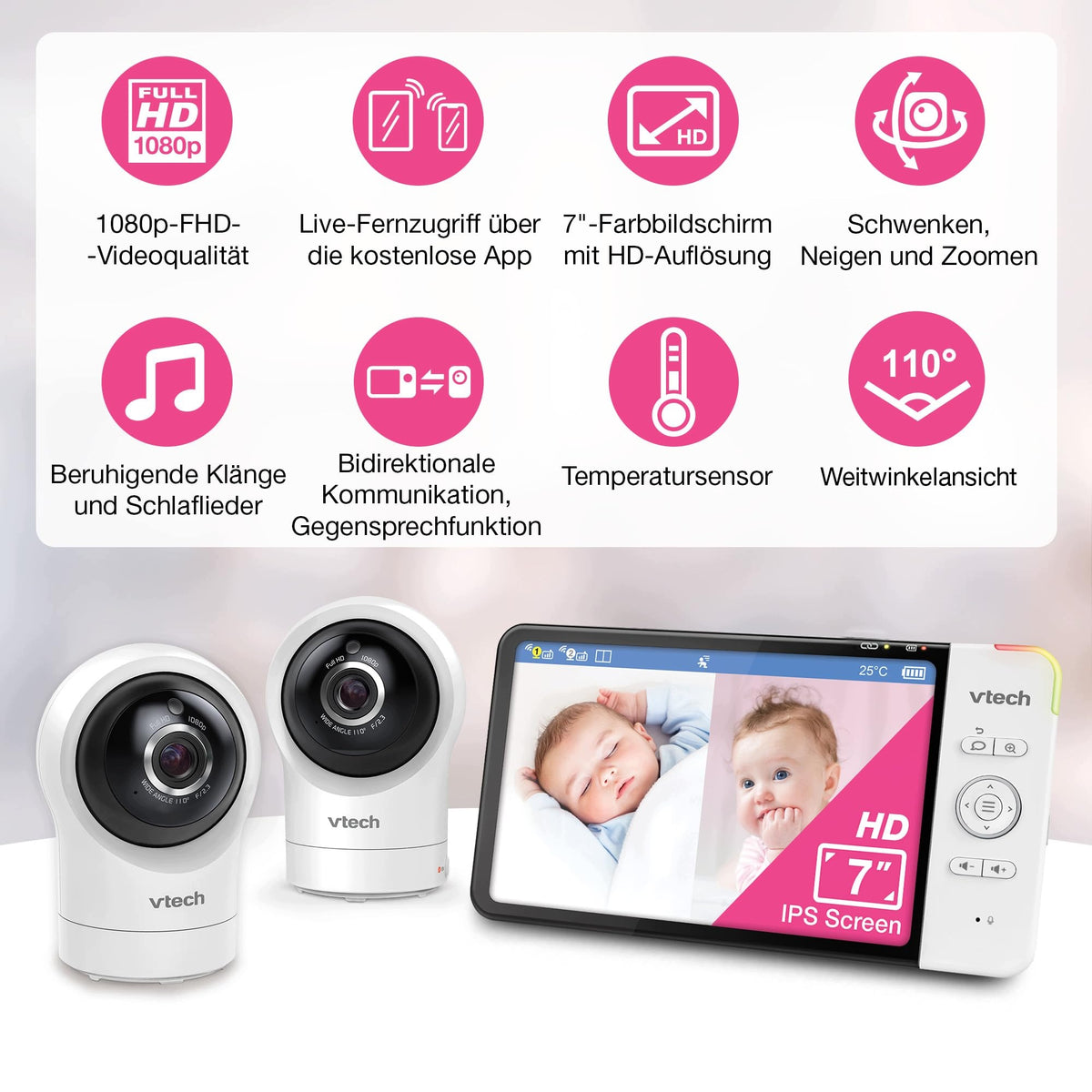 Baby Monitor HD WiFi Camera Two Cameras 1080p RM7764 2 VTECH Packaging status original