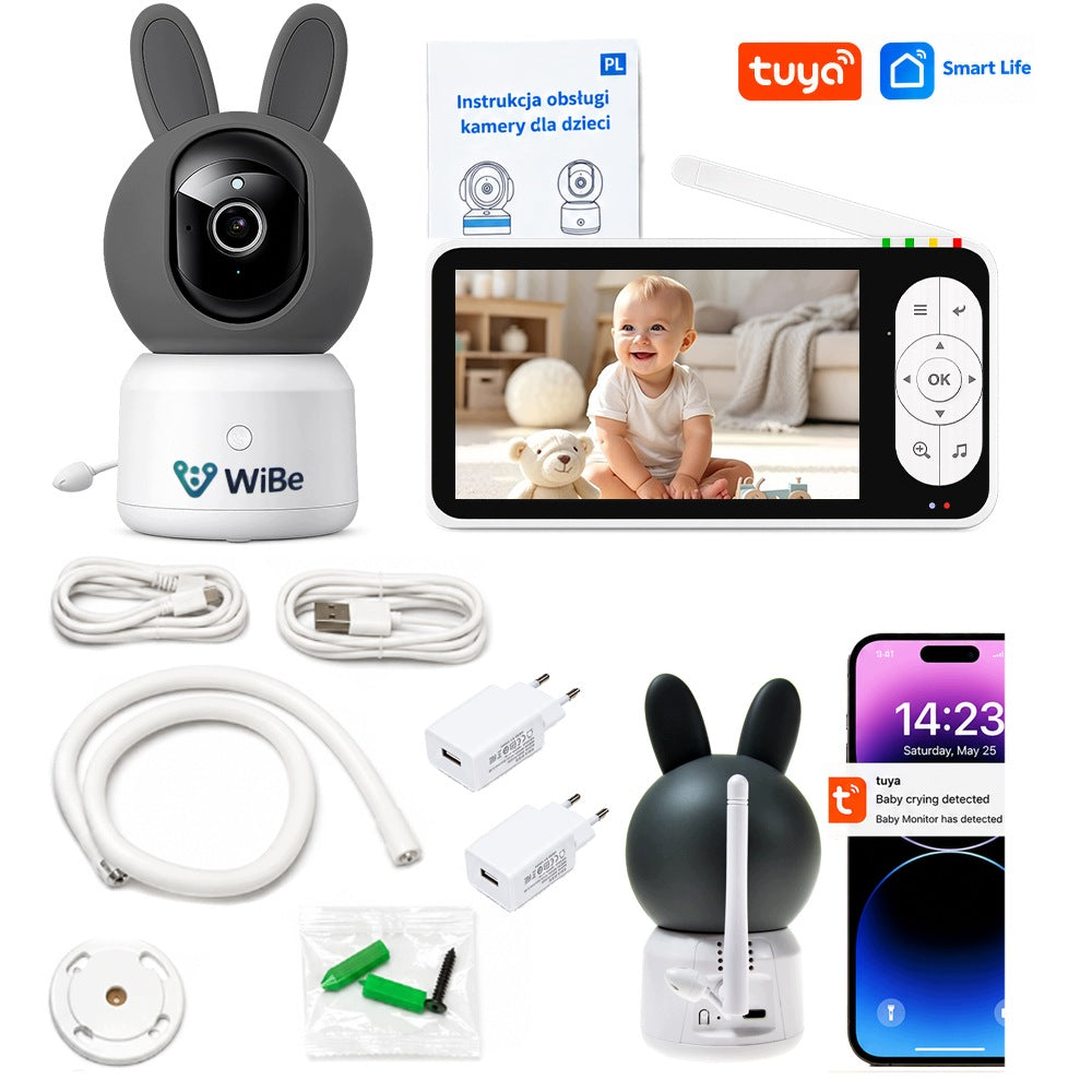 Baby Monitor WiBe 5'' 1080P WiFi Tuya Monitor Camera 5000mAh