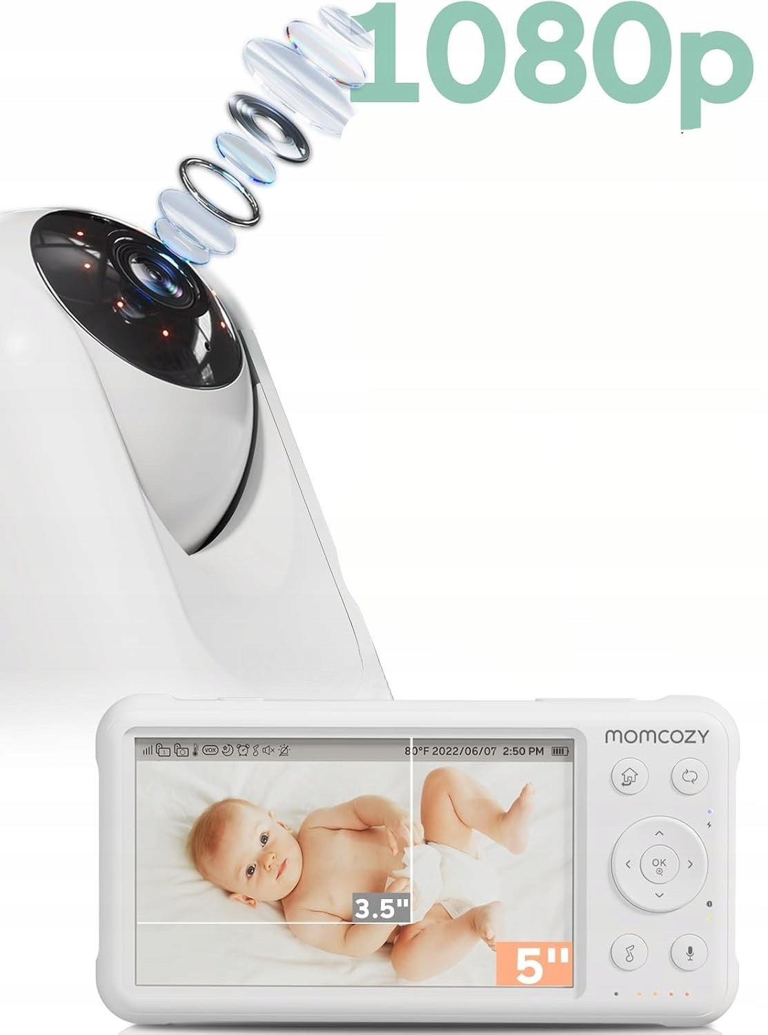 Baby Monitor WiFi Infrared Night Vision Full HD 1080p 5000mAh QV Packaging status original
