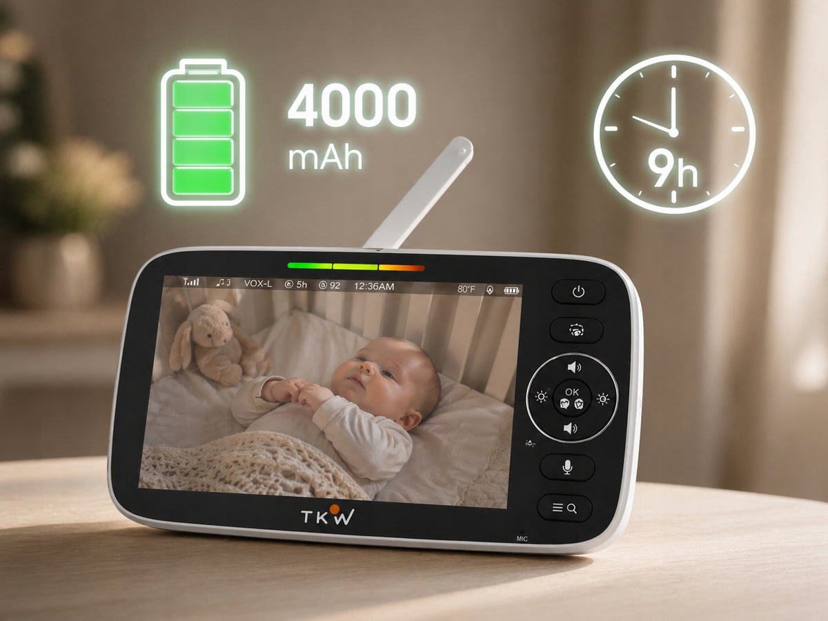 Baby Monitor with Camera 5” HD 4000mAh Night VOX Holder Rotation 355 Range Medical device no