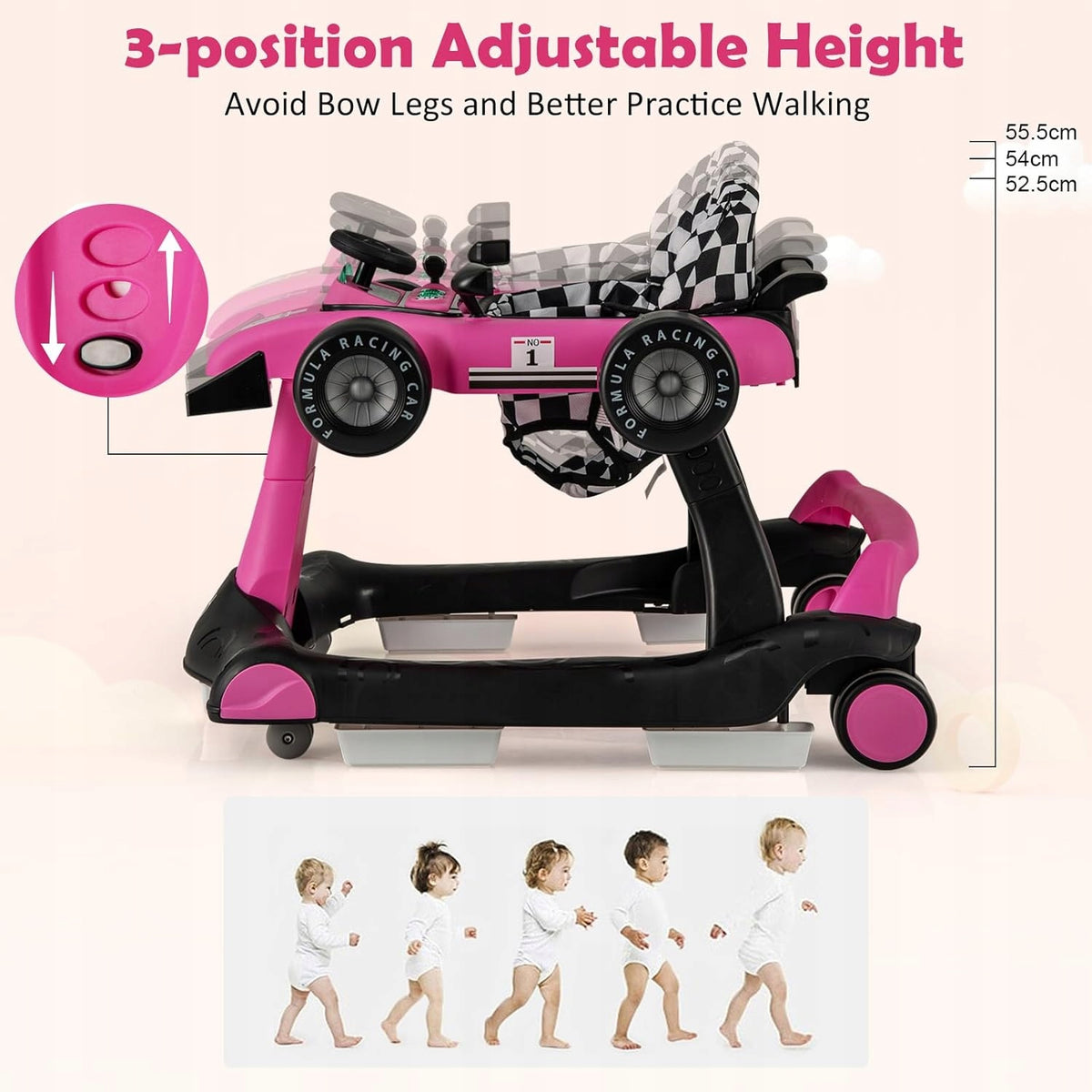 Baby Pusher Walker 4 in 1, PINK FORMULA 6-18 months Manufacturer code BC10229HP