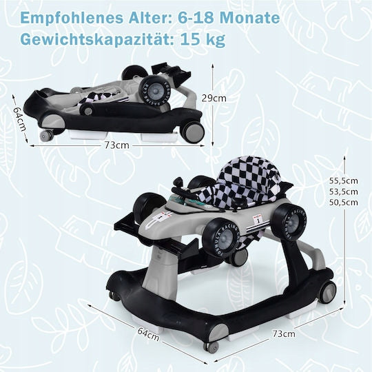 Baby Pusher Walker 4in1 Folding Height Adjustment Grey