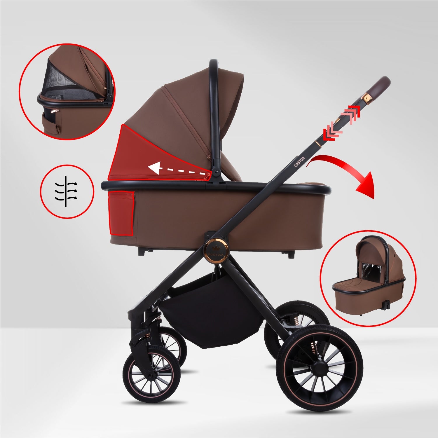 Baby Stroller 2in1 BabyLux CASTOR Stroller Gondola Lightweight Folding Set Packaging status original